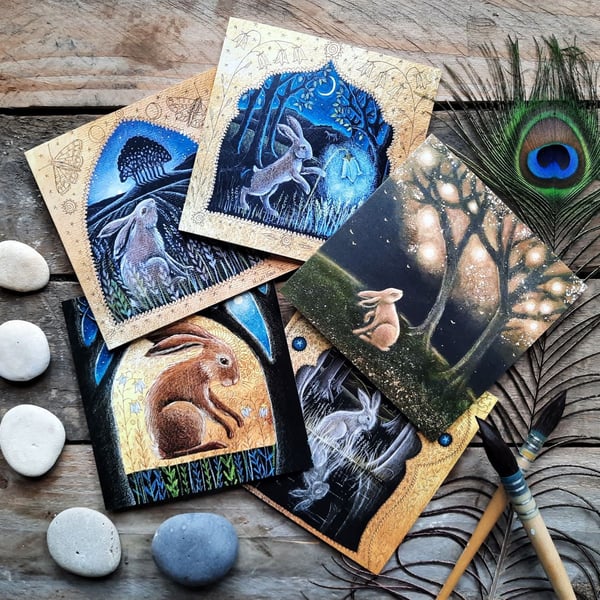 Hare's Dream Greetings Card Pack of 5 Cards by Hannah Willow