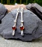 Sterling Silver GEMSTONES garnet and moonstone earrings, Handmade Urban Design 
