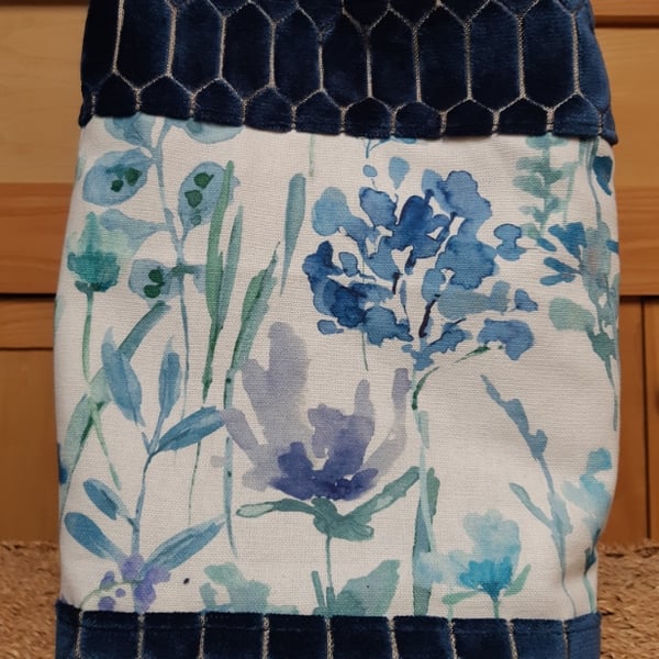 Navy and 'watercolour' linen bag