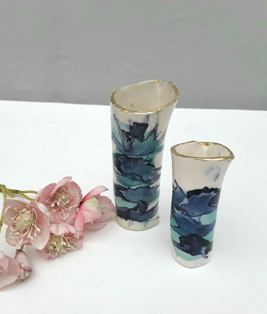 Bud vase Sea Splash design.  Semi-porcelain 