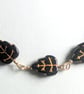 Gold filled chain necklace with black and gold Czech glass  leaf beads - Image 3