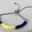 Lapis Lazuli & Serpentine Slider Bracelet Stainless Steel Unisex