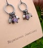 Dainty Vintage Earrings Hoops With Multi Gemstones Amethyst, Moonstone, Pearl - Image 2