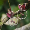 Apple and Leaves Stud Dangle  Earrings