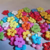 20 x 2-Hole Acrylic Buttons - 15mm - Flower - Mixed Colour 