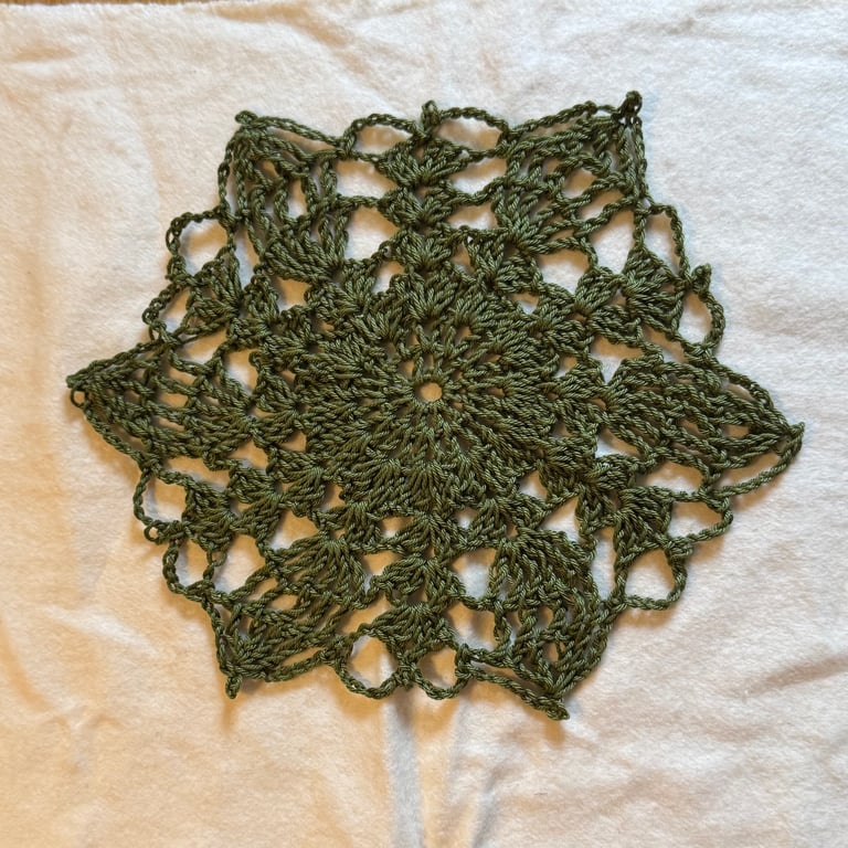 Crochet Placemat Doily Table Mat Cotton Olive