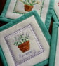 Coasters set of 6 Herb Cross Stitch Quilted Heat Resistant. - Image 5