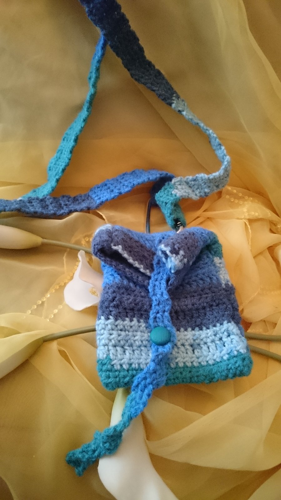 Blue crochet phone case