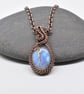 Wire Woven Rainbow Moonstone and Copper Pendant - Image 4