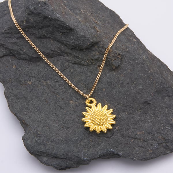 Sunflower Necklace in Gold