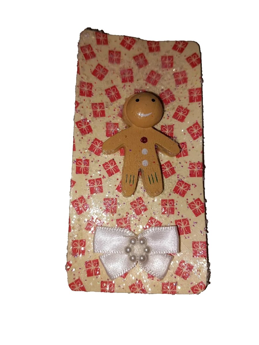 Christmas Gingerbread Man Bookmark handmade Brand New number6