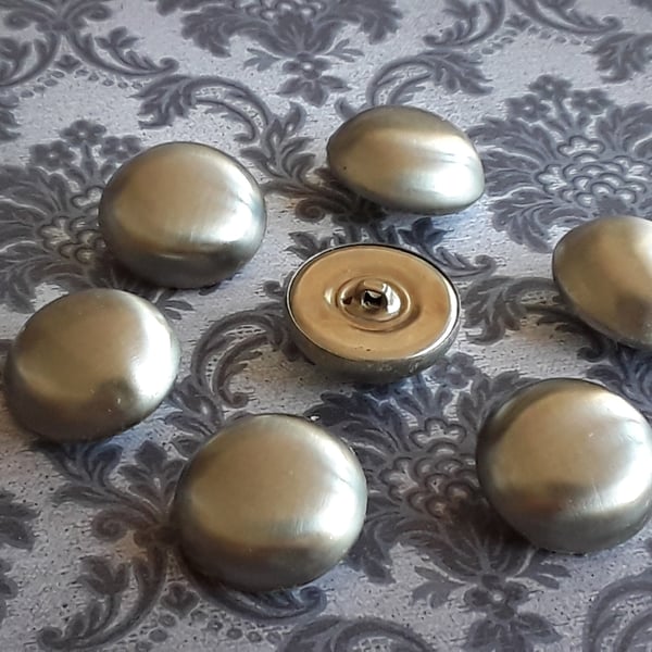 1 & 1 8" 28mm 44L Vintage British made Brushed Silver alloy hollow Buttons x 2