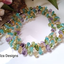Peridot, Citrine, Amethyst & Apatite Sterling Silver Necklace