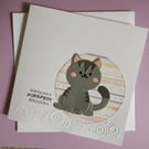 Wishing you a PURRFECT birthday - grey tabby cat 