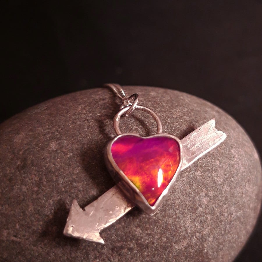 Aurora Opal and Silver Heart