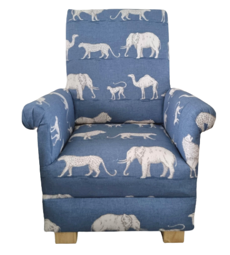 iLiv Prairie Animals Denim Blue Fabric Children's Chair Kids Armchair Safari