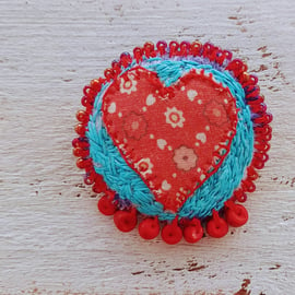 Textile Heart Brooch