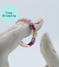 Dainty Pink and Blue Floral Resin Stacking Ring - Free Postage 