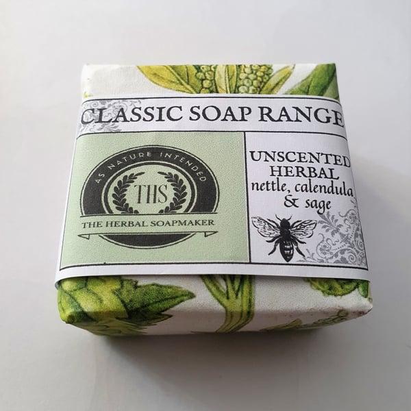 Unscented Herbal Soap with nettle, calendula and sage for sensitive skin,gentle 
