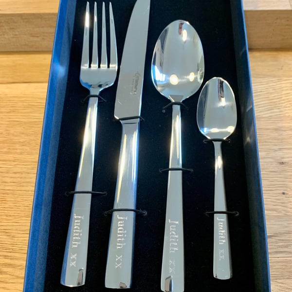 Personalised Engraved Adult Cutlery Set With Optional Gift Box