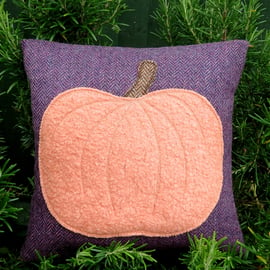 Pumpkin Cushion, wool cushion, with feather pad, 12 inches