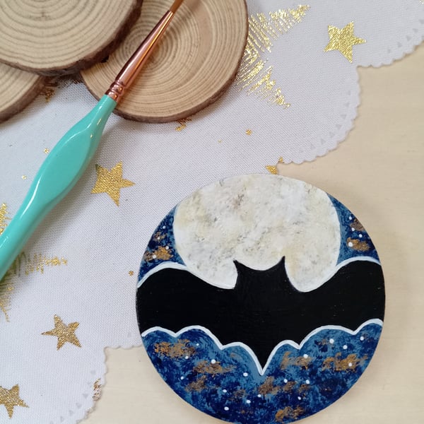 Wooden bat and moon pocket mirror 