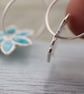 Forget-me-not in silver and enamel. Sterling Hoop Earrings - Image 4