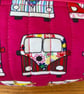 Campervan Print Quilted Fabric Box Shape Makeup Bag - Image 7