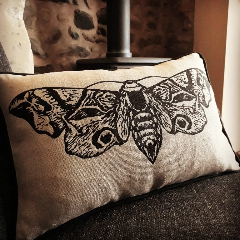 Hawkmoth linen cushion