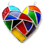 Fat Patchwork Heart Suncatcher Rainbow Stained Glass Handmade  - Image 6
