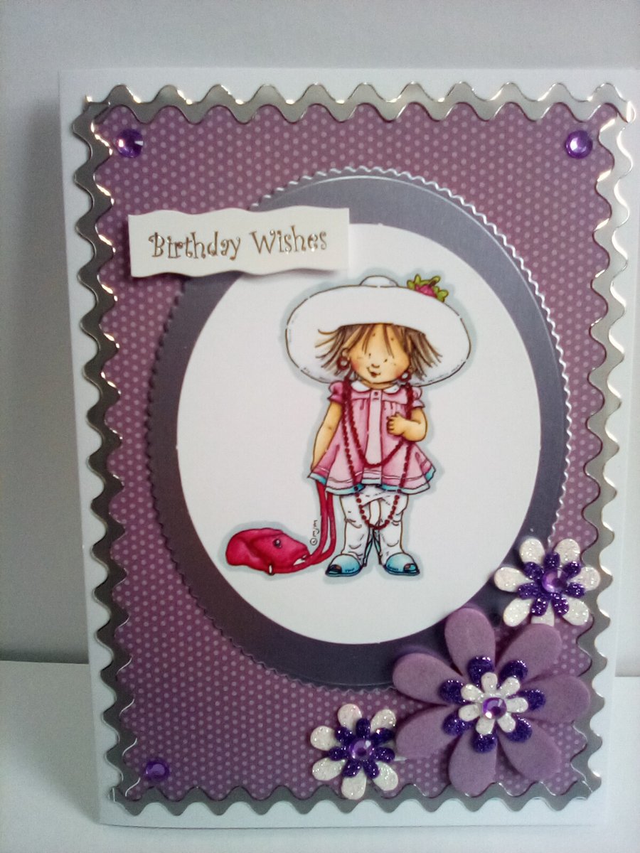 Handmade papercraft girls birthday card.