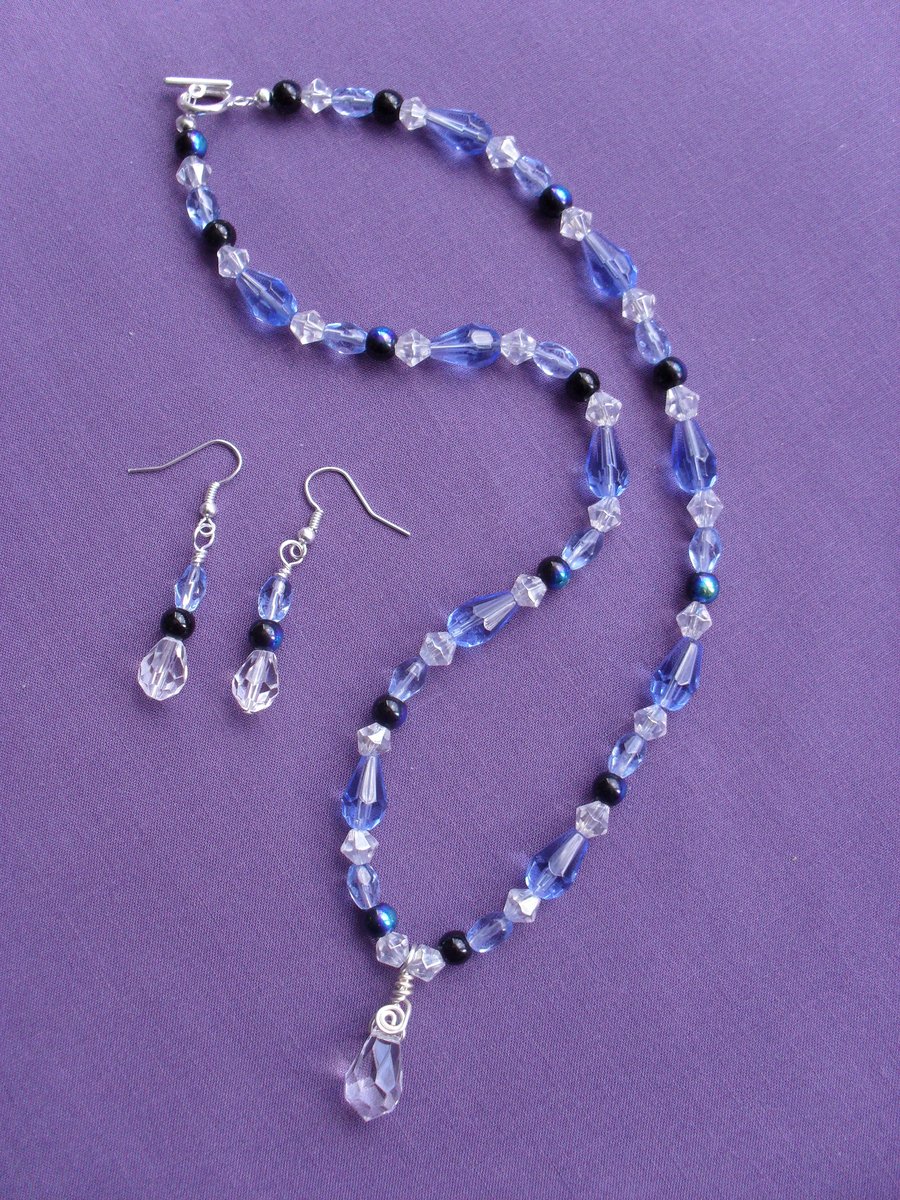 Glass Bead Necklace and Earring Set