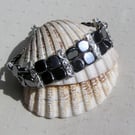 Black Hematite Gemstone Beaded Chakra Gothic Bracelet "Storm"