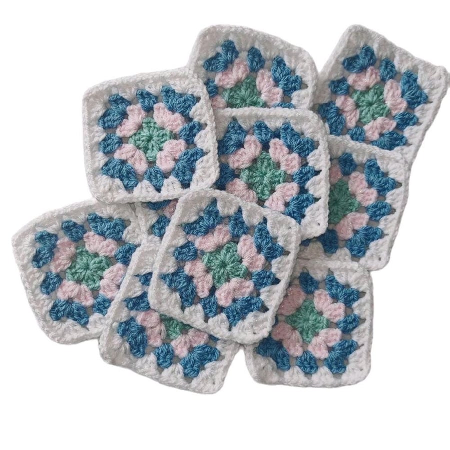 Handmade 3-inch Crochet Granny Squares - Pastel Dreamscape Motifs