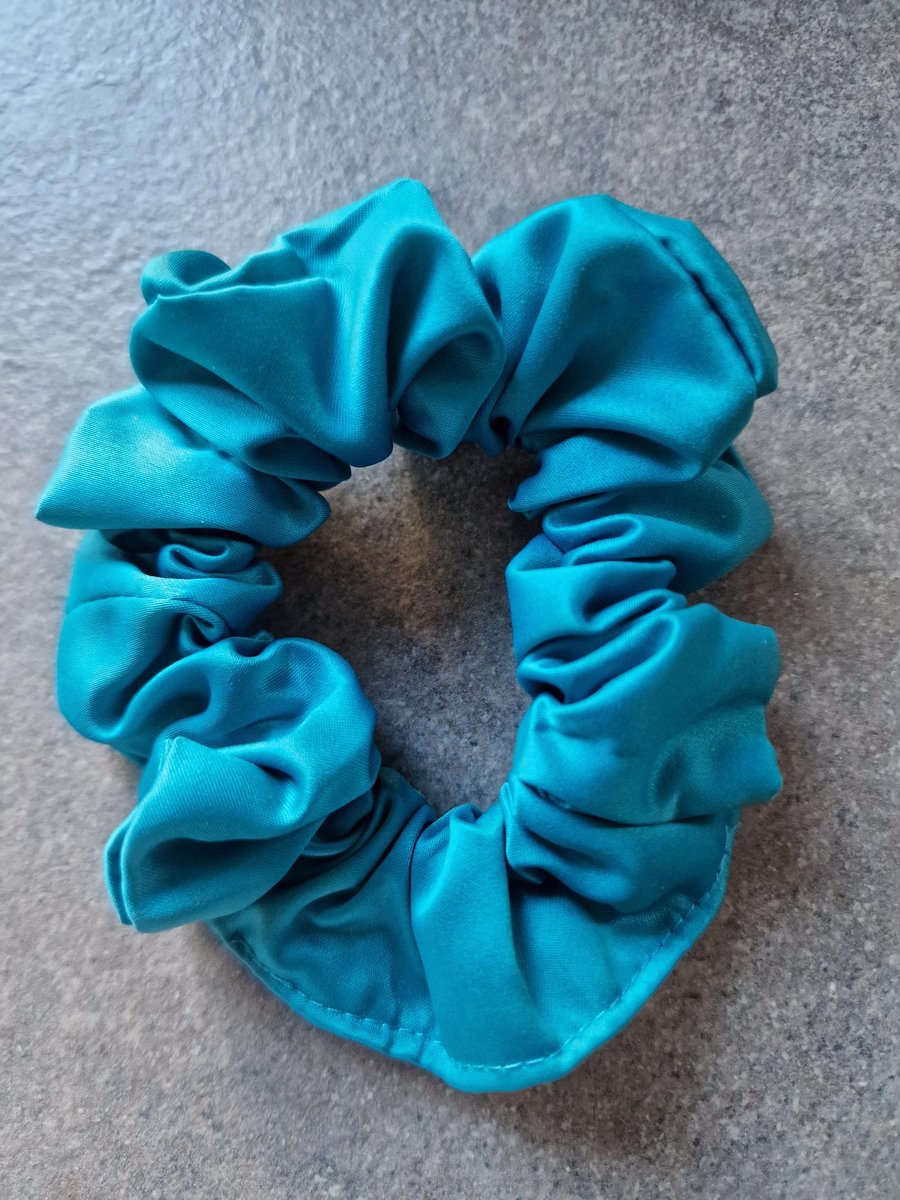 Handmade Trquoise Satin Scrunchie - Classic Size