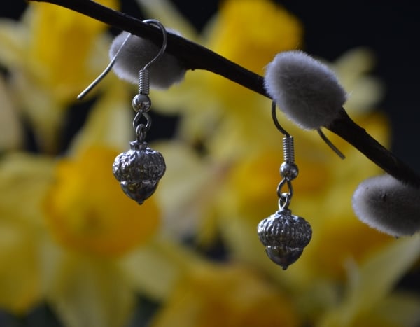 Acorn pewter earrings