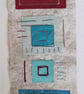 Colourful Combinations Red Turquoise Handstitched Geometric Art Pictures - Image 2