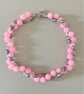 Handmade Pink Gemstone & Grey Freshwater Pearl Layered Necklace
