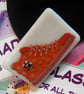 HANDMADE FUSED DICHROIC GLASS 'RED HIGHTOPS' BROOCH. - Image 2