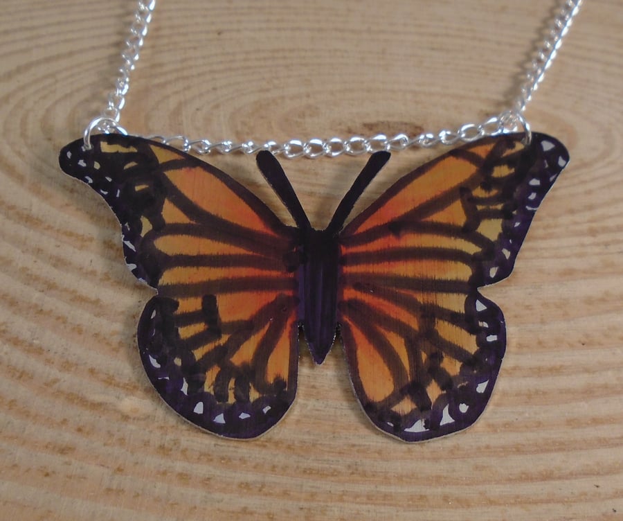 Anodised Aluminium Monarch Butterfly Necklace AAN101901