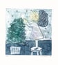 Twinkly Star - In Blue - Christmas Collagraph Print - Original Art - Image 5