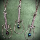 Antique copper wire wrapped Guitar pendants with Hematite - 3 options