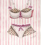 Pink and cream bra and knickers painting with hand-stitched sequins and ribbon - Image 3
