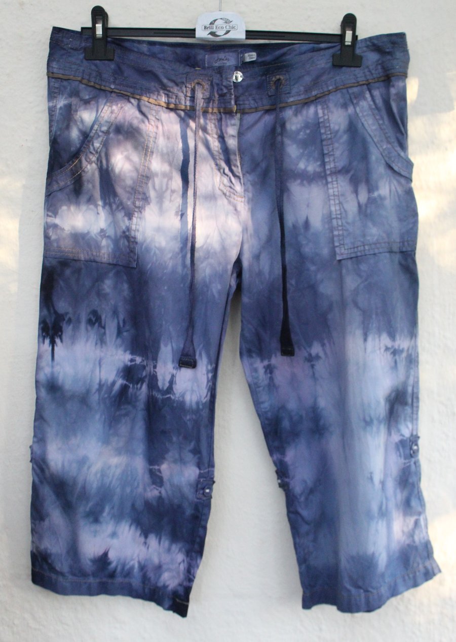 blue cargo pants,Unisex tie dyed Eco purple and Eco cropped trousers, shorts