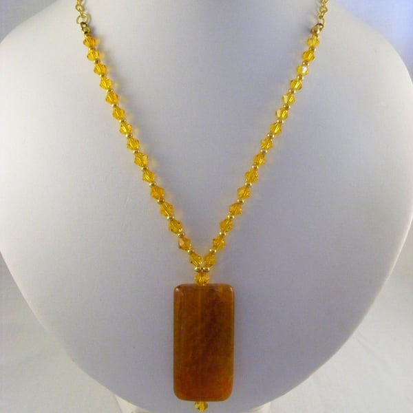 Orange Gemstone and Crystal Necklace