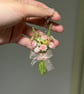 Handmade beaded flower bouquet keychain