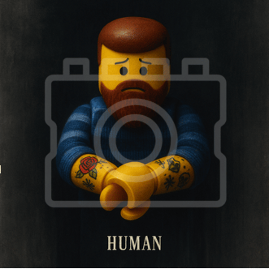 LEGO-Inspired Rag’n’Bone Man – Human 5x5" Print (Mounted for 9x9" Frame)