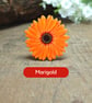 Marigold Teddy Bear Brooch, October Birth Flower, Handmade Personalised Pin - Image 9