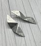 Aluminium Stud Earrings, Tri Folded Design, Round Hammered Texture, Silver - Image 2