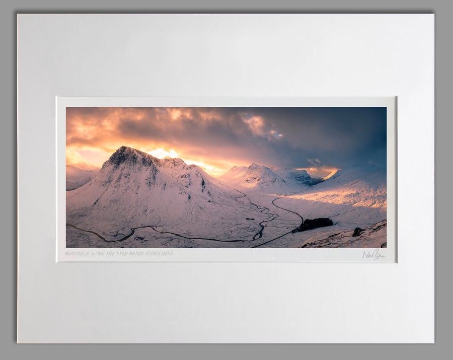 Snowy Buachaille Etive Mor Glen Coe Highlands - A3 (50x40cm) Unframed Print